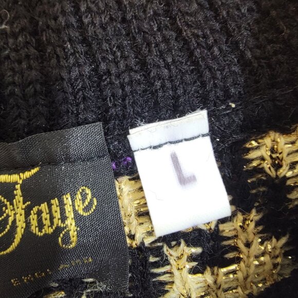 Vintage Selena Faye Sweater Size L Black and Metallic Gold Sweater 80s - Picture 4 of 8
